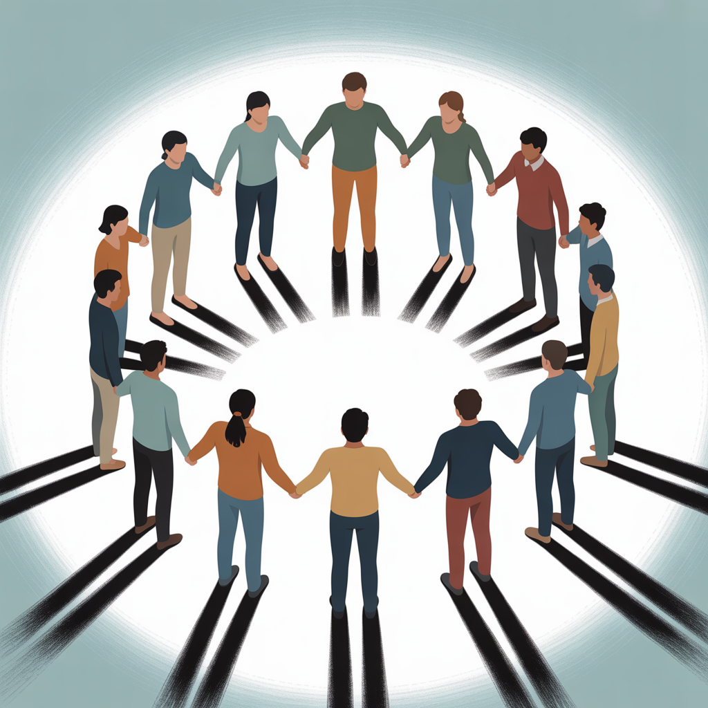 Cercle de personnes se soutenant mutuellement